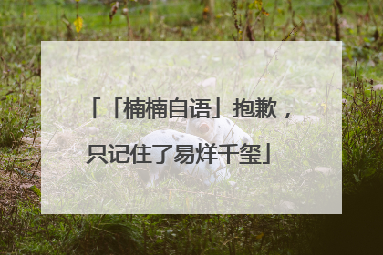 「楠楠自语」抱歉，只记住了易烊千玺
