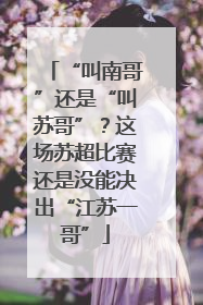 “叫南哥”还是“叫苏哥”？这场苏超比赛还是没能决出“江苏一哥”
