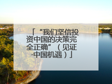 “我们坚信投资中国的决策完全正确”（见证·中国机遇）