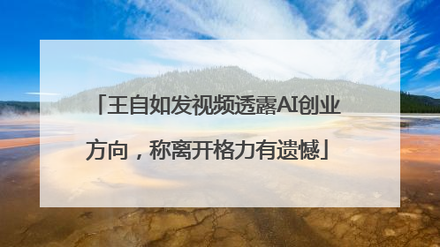 王自如发视频透露AI创业方向，称离开格力有遗憾
