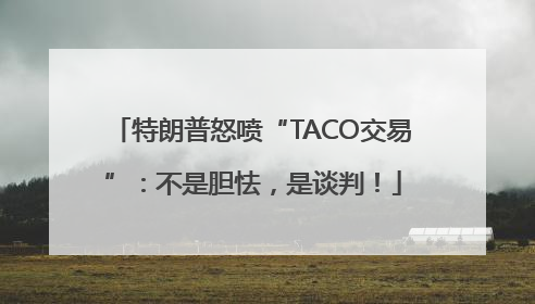 特朗普怒喷“TACO交易”：不是胆怯，是谈判！