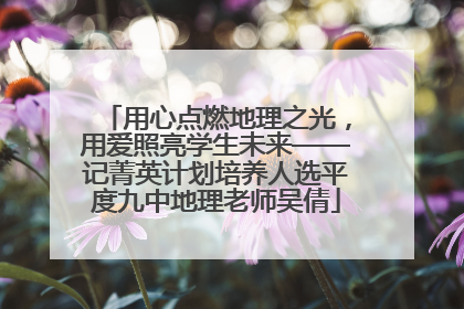 用心点燃地理之光，用爱照亮学生未来——记菁英计划培养人选平度九中地理老师吴倩