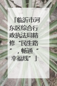 临沂市河东区综合行政执法局精修“民生路”，畅通“幸福线”