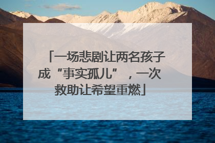 一场悲剧让两名孩子成“事实孤儿”，一次救助让希望重燃