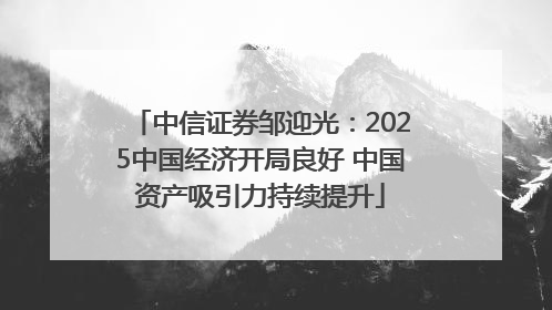 中信证券邹迎光：2025中国经济开局良好 中国资产吸引力持续提升
