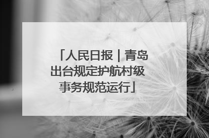 人民日报｜青岛出台规定护航村级事务规范运行