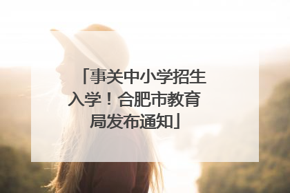 事关中小学招生入学！合肥市教育局发布通知
