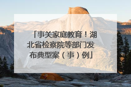 事关家庭教育！湖北省检察院等部门发布典型案（事）例