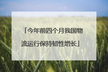 今年前四个月我国物流运行保持韧性增长