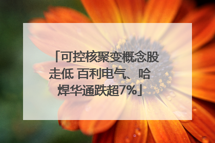 可控核聚变概念股走低 百利电气、哈焊华通跌超7%