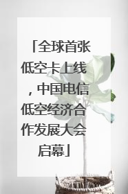 全球首张低空卡上线，中国电信低空经济合作发展大会启幕