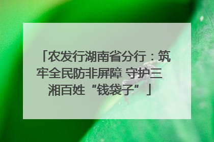农发行湖南省分行：筑牢全民防非屏障 守护三湘百姓“钱袋子”