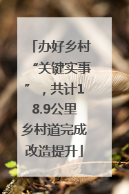 办好乡村“关键实事”，共计18.9公里乡村道完成改造提升
