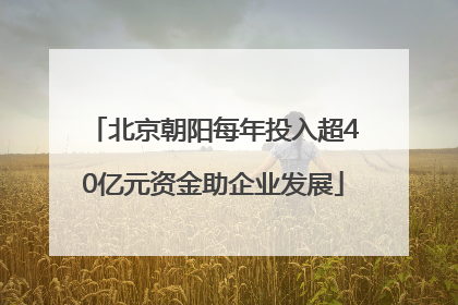 北京朝阳每年投入超40亿元资金助企业发展