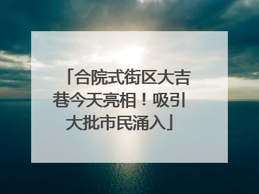 合院式街区大吉巷今天亮相！吸引大批市民涌入