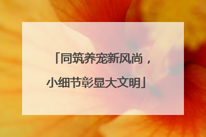 同筑养宠新风尚，小细节彰显大文明