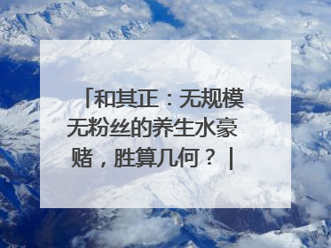 和其正：无规模无粉丝的养生水豪赌，胜算几何？｜品牌观察