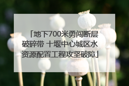 地下700米勇闯断层破碎带 十堰中心城区水资源配置工程攻坚破障
