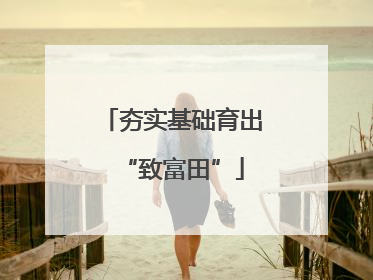 夯实基础育出“致富田”