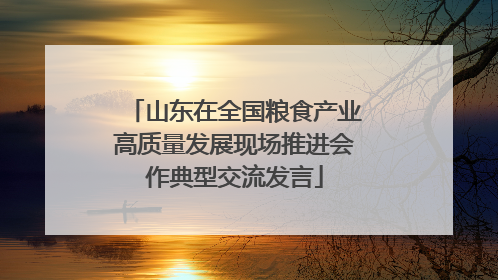 山东在全国粮食产业高质量发展现场推进会作典型交流发言