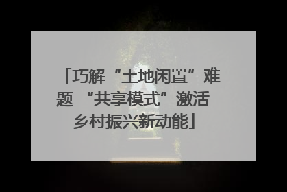 巧解“土地闲置”难题 “共享模式”激活乡村振兴新动能