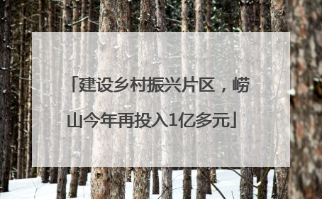 建设乡村振兴片区，崂山今年再投入1亿多元
