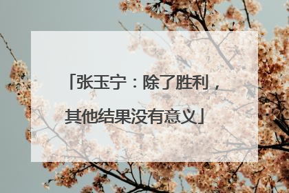 张玉宁：除了胜利，其他结果没有意义