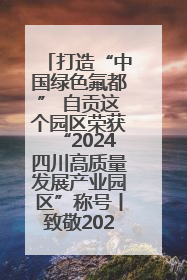 打造“中国绿色氟都” 自贡这个园区荣获“2024四川高质量发展产业园区”称号丨致敬2024经济影响力人物