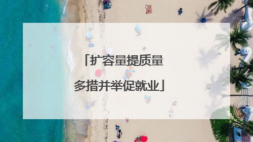 扩容量提质量 多措并举促就业