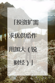 投资扩需求优供给作用加大（锐财经）