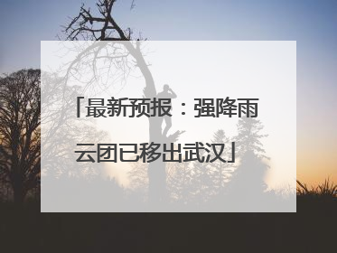 最新预报：强降雨云团已移出武汉