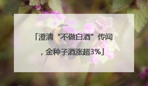 澄清“不做白酒”传闻，金种子酒涨超3%