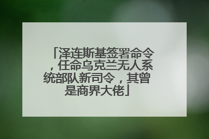 泽连斯基签署命令，任命乌克兰无人系统部队新司令，其曾是商界大佬