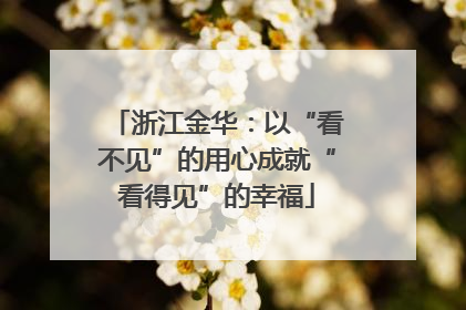 浙江金华：以“看不见”的用心成就“看得见”的幸福