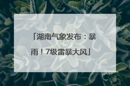 湖南气象发布：暴雨！7级雷暴大风
