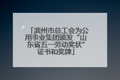 滨州市总工会为公用事业集团颁发“山东省五一劳动奖状”证书和奖牌