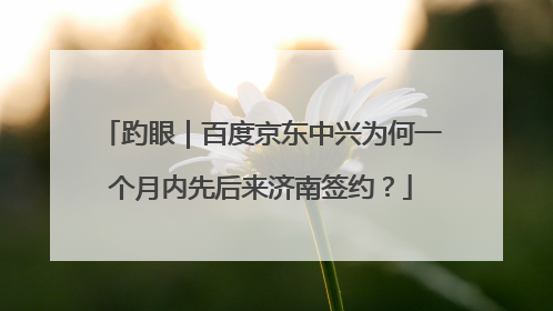 趵眼｜百度京东中兴为何一个月内先后来济南签约？