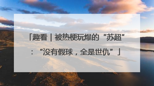 趣看｜被热梗玩爆的“苏超”：“没有假球，全是世仇”