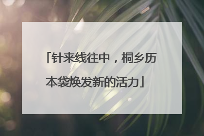 针来线往中，桐乡历本袋焕发新的活力