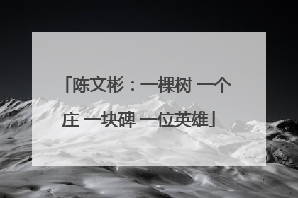 陈文彬：一棵树 一个庄 一块碑 一位英雄