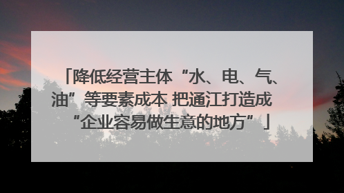 降低经营主体“水、电、气、油”等要素成本 把通江打造成“企业容易做生意的地方”