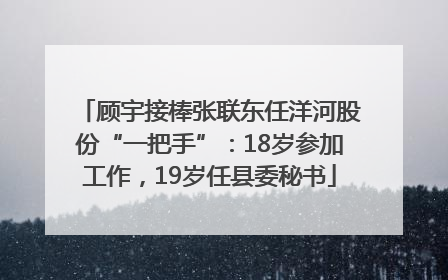 顾宇接棒张联东任洋河股份“一把手”：18岁参加工作，19岁任县委秘书