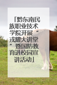 黔东南民族职业技术学院开展“戎耀大讲堂”暨国防教育进校园宣讲活动