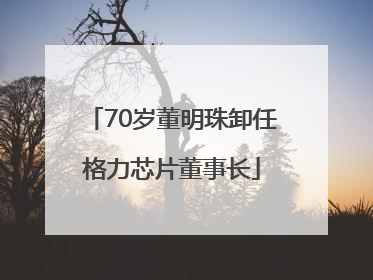 70岁董明珠卸任格力芯片董事长